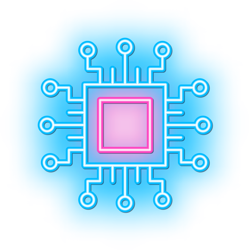 chipset CPU. neon light line icons png