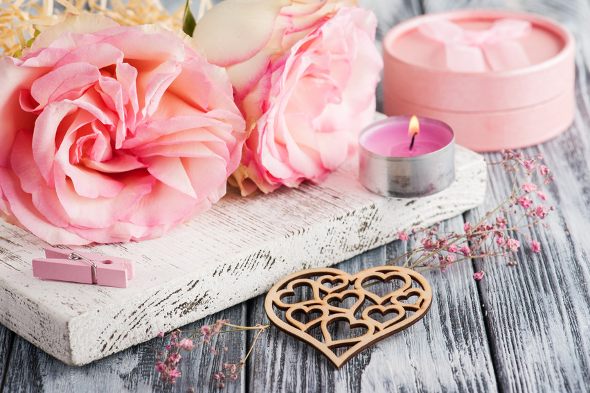 Roses, Candle, and Heart Decor